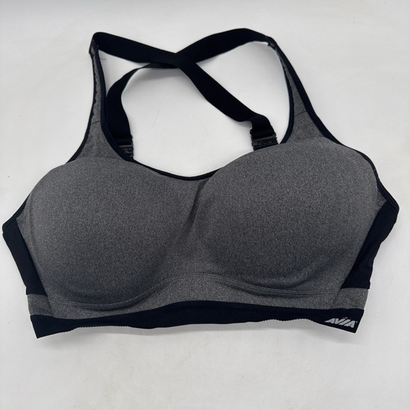 Avia Other - Avia Women's Sports Bra Gray Black Size 40DD Nylon Polyester Spandex